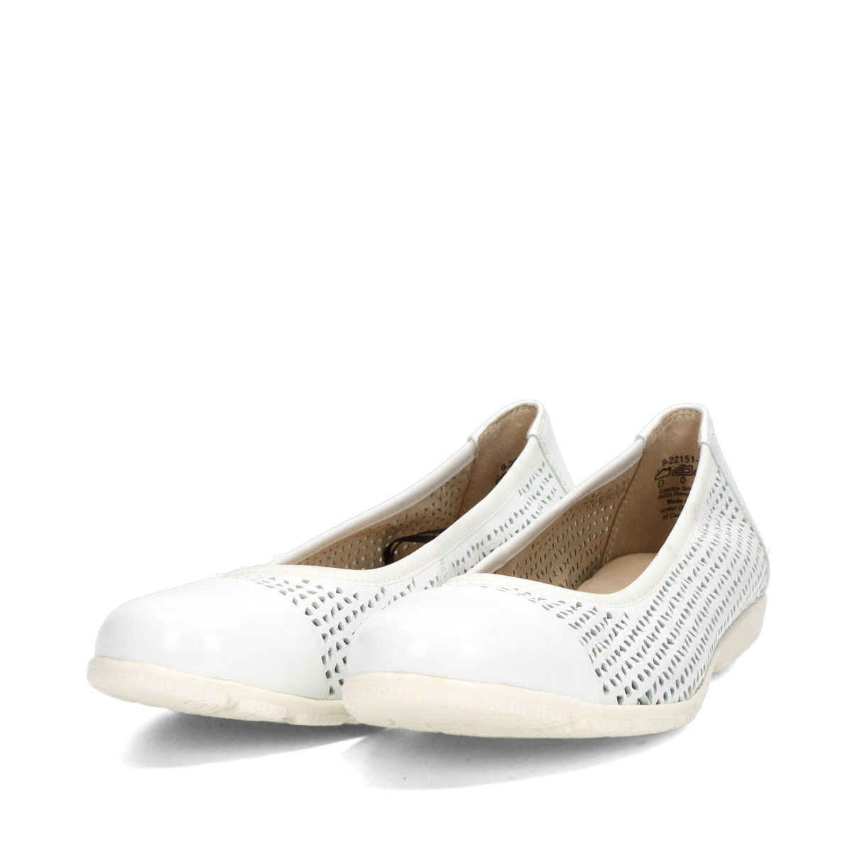 Megalopolis Margaret Mitchell Diktere Caprice women's leather ballerina shoes - white | Robel.shoes