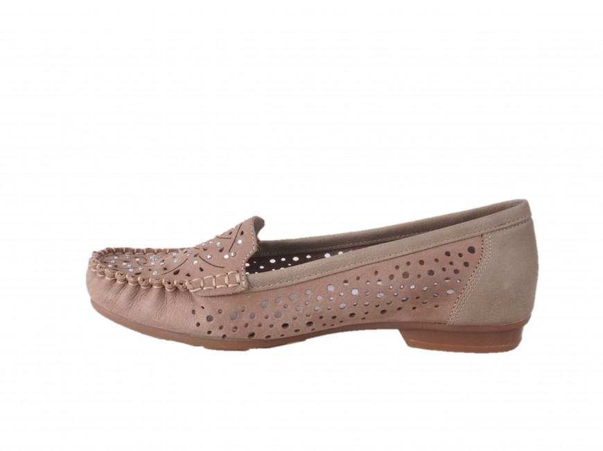 Rieker women´s leather moccasins with stones beige | Robel.shoes