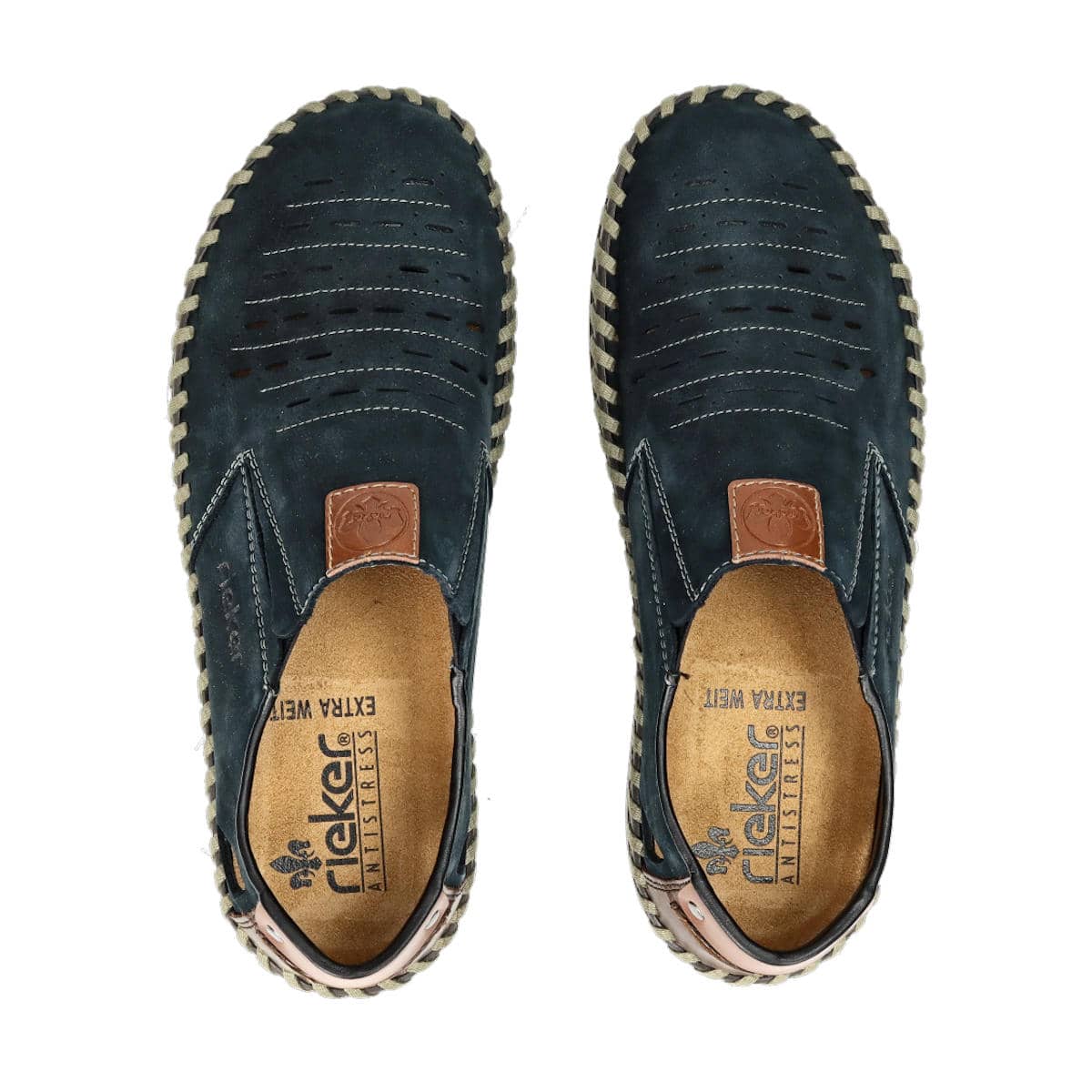 Rieker nubuck low shoes lacing - dark blue | Robel.shoes