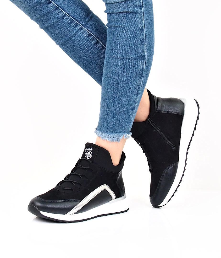 midler rør ego Rieker women´s fashion ankle sneaker with zipper - black | Robel.shoes