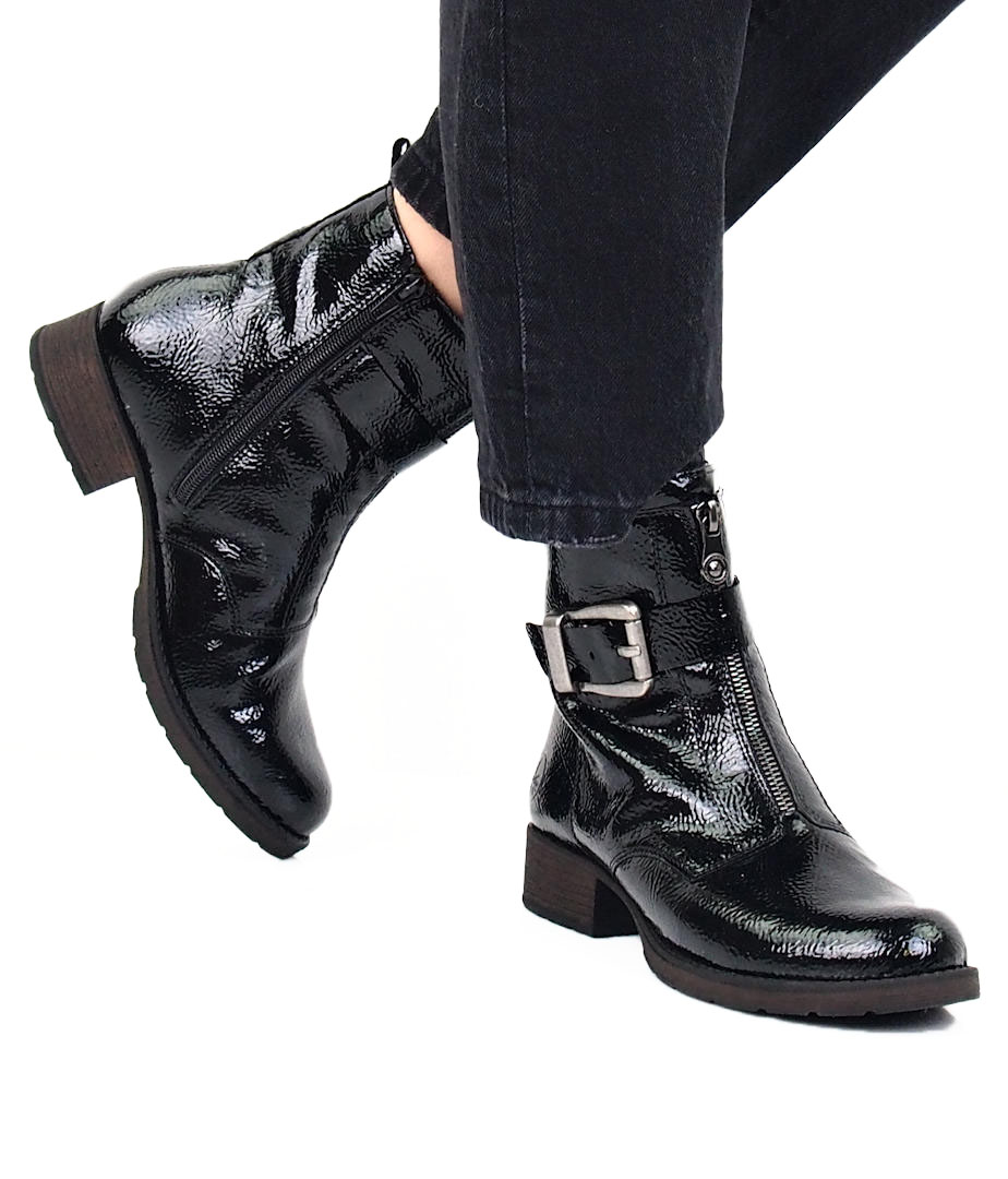 Uegnet Hvad angår folk ledsage Rieker women´s shiny zippered ankle boots - black | Robel.shoes