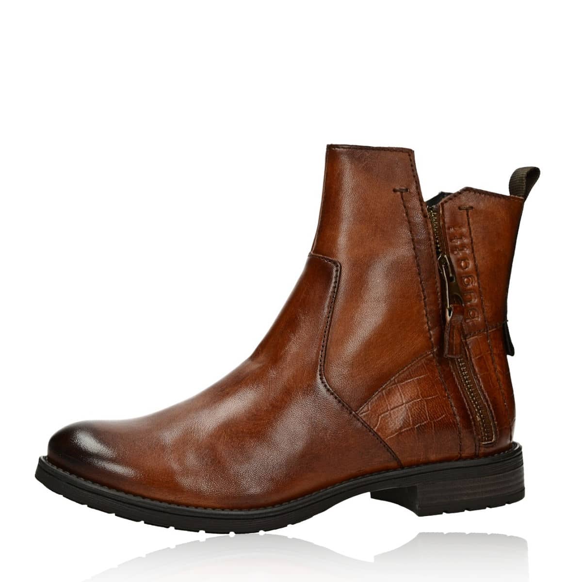 Bugatti women´s leather ankle boots - cognac brown