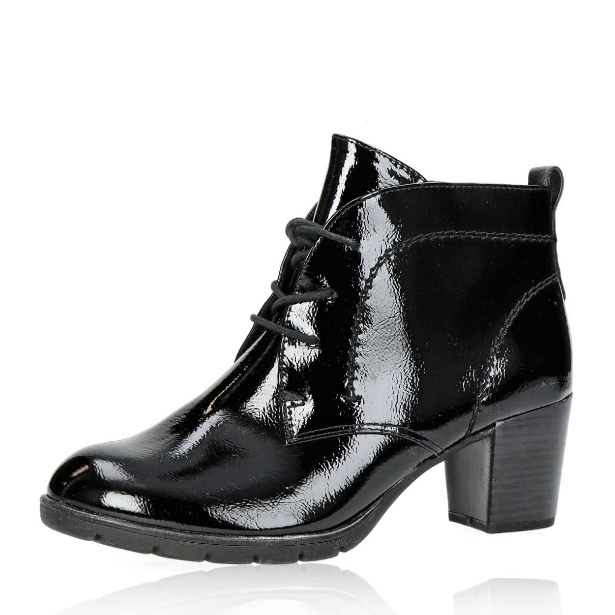 Anzai Omkleden Handschrift Marco Tozzi women´s shiny ankle boots for lacing - black | Robel.shoes