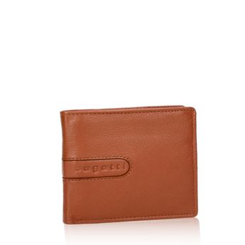Bugatti men's classic leather wallet - cognac brown