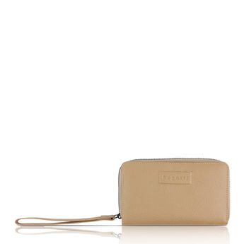 Bugatti women's leather wallet with zipper - beige