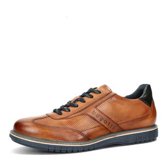 Bugatti men's leather sneaker - cognac brown