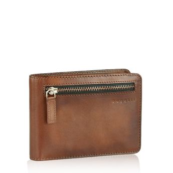 Bugatti men´s leather wallet with zipper - cognac brown