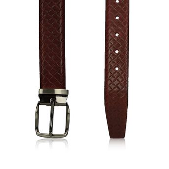 Bugatti men´s leather belt - burgundy