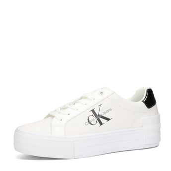 Calvin Klein women's leather sneaker one a thick sole - white