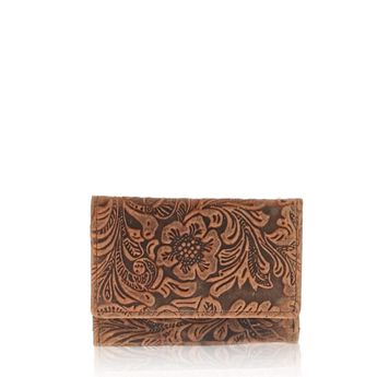 Mercucio women's leather wallet floral print - brown