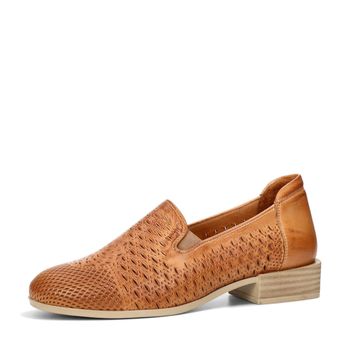 ETIMEĒ women's leather low shoes - cognac brown