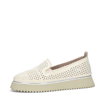 ETIMEĒ women's leather perforated low shoes - beige/white