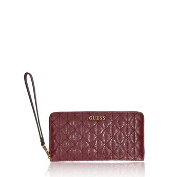 Guess women's elegant wallet with zipper - burgundy