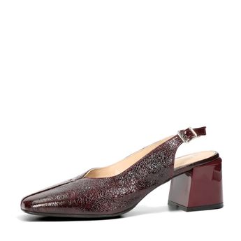 ETIMEĒ women's leather sandals with strap - burgundy