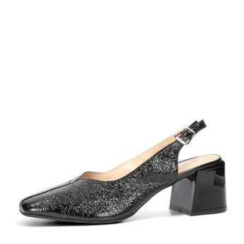 ETIMEĒ women's leather sandals with strap - black