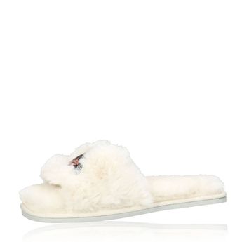 Karl Lagerfeld women's stylish flip-flops with fur - white