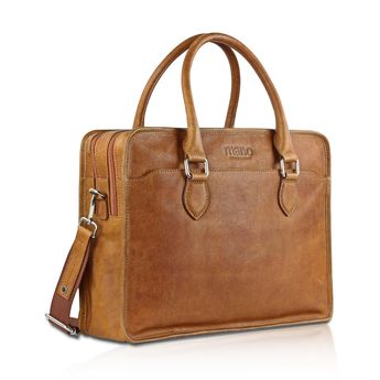 Mano men´s leather laptop bag - cognac brown