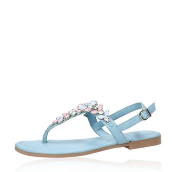 Marco Tozzi women's leather sandals with decorative stones - blue