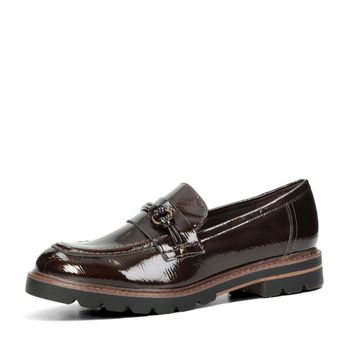 Marco Tozzi women's patent leather moccasins - dark brown