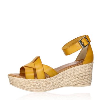 Marila women's leather sandals with strap - yellow