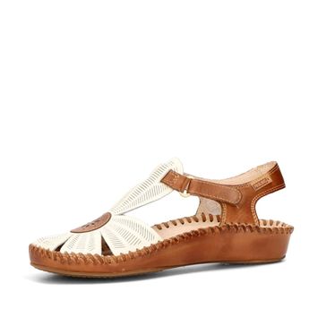 Pikolinos women's leather sandals - white/brown