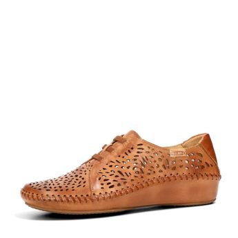 Pikolinos women's leather low shoes - cognac brown