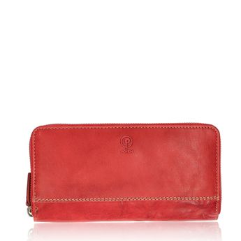 Poyem women's leather wallet with zipper - red