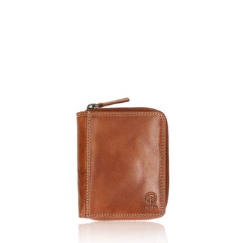 Poyem women's leather practical wallet - cognac brown