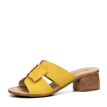 Remonte women's leather slippers - yellow