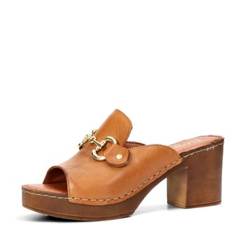 Robel women's leather slippers - cognac brown