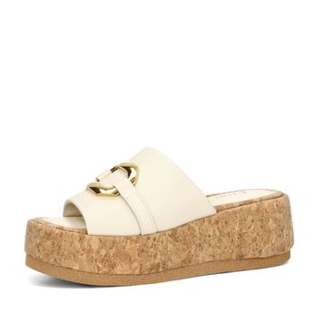 ETIMEĒ women's leather slippers on a thick sole - beige