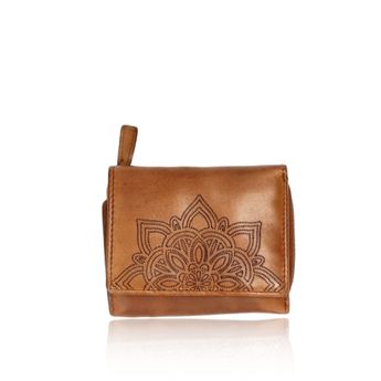 Robel women's leather practical wallet - cognac