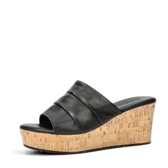 Tamaris women's leather slippers - black