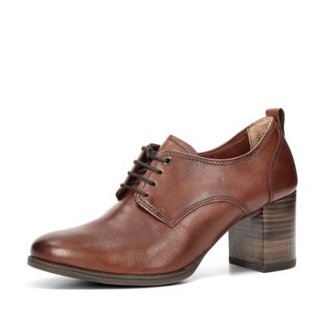 Tamaris women's leather lace-up shoes - cognac brown