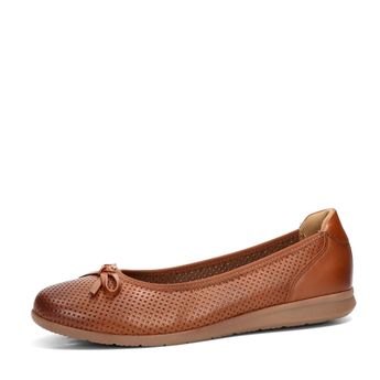 Tamaris women's leather ballerina shoes - cognac brown