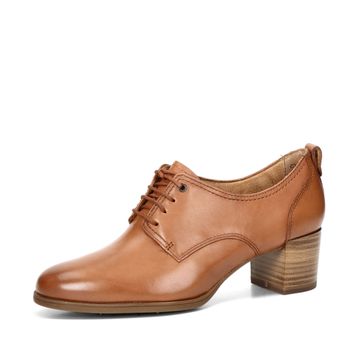 Tamaris women's leather low shoes - cognac brown