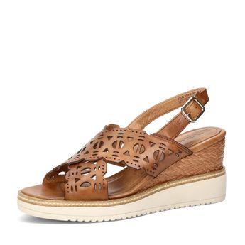 Tamaris women's leather sandals - cognac brown