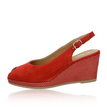Tamaris women´s suede wedge sandals - red