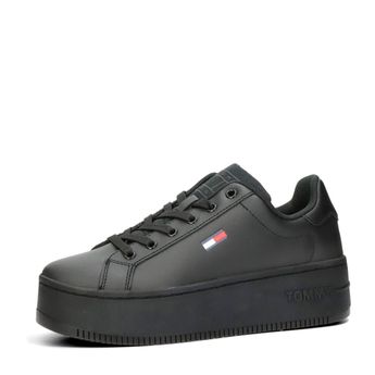 Tommy Hilfiger women's fashionable sneakers on a thick sole - black