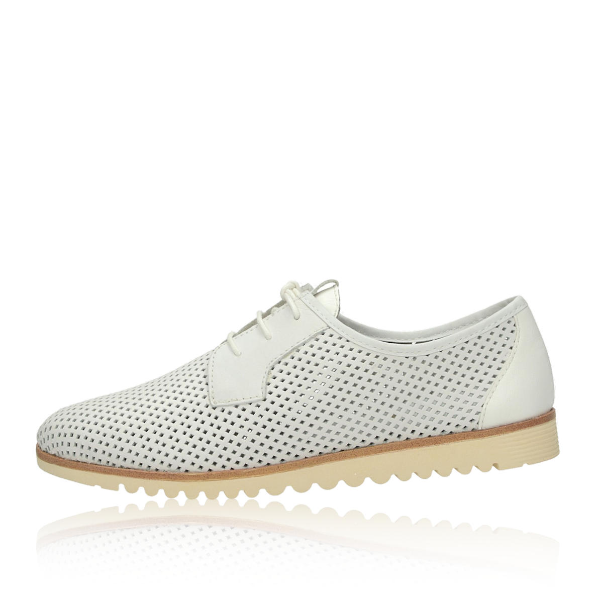 Tamaris perforated leather low shoes - white | Robel.shoes